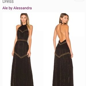 Ale by Alessandra Backless Black and Gold Dress